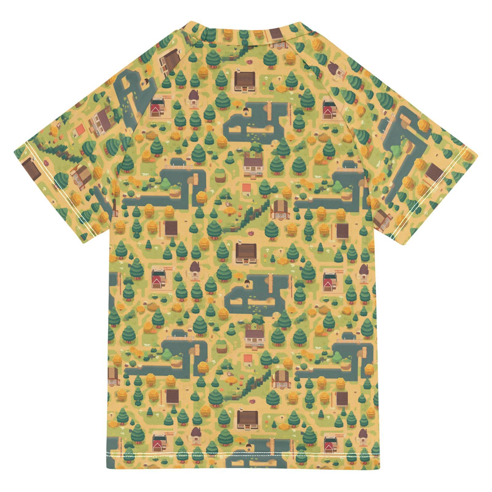 Boy Bathing Suit Short Sleeve Little Girls Swimsuits 9T Vintage Game Map