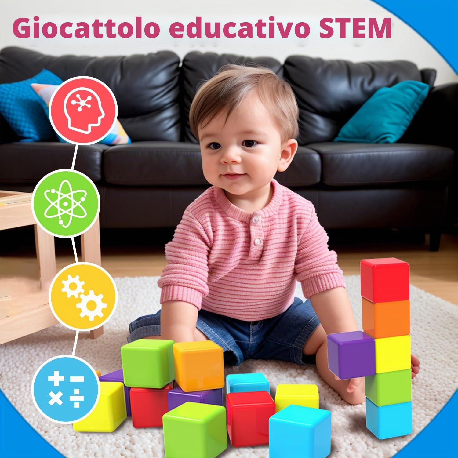 Pairez Toys Blocchi da costruzione magnetici, 1,65 pollici, grandi dadi magnetici impilabili per bambini, giocattoli sensoriali e montessori per ragazzi e ragazze di 1, 2, 3 anni (36 pezzi)