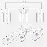 Vista 7 de BoostArea Lámparas de baño de 3 luces, modernas luces blancas de pared con pantalla de vidrio transparente, luz de techo flexible para espejo