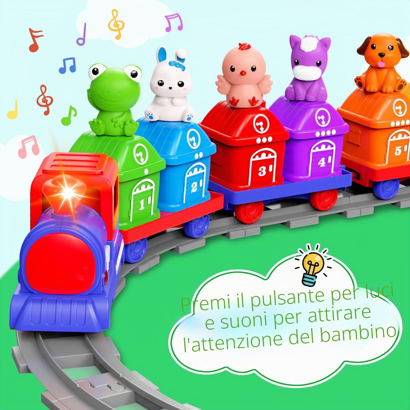 Meytccve Giocattolo Educativo per Bambini di 1-3 Anni, Set Montessori per Abbinamento e Classificazione, Treno Elettrico Moderno per Bambini Regalo di Natale o Compleanno per Maschi e Femmine (Blu)