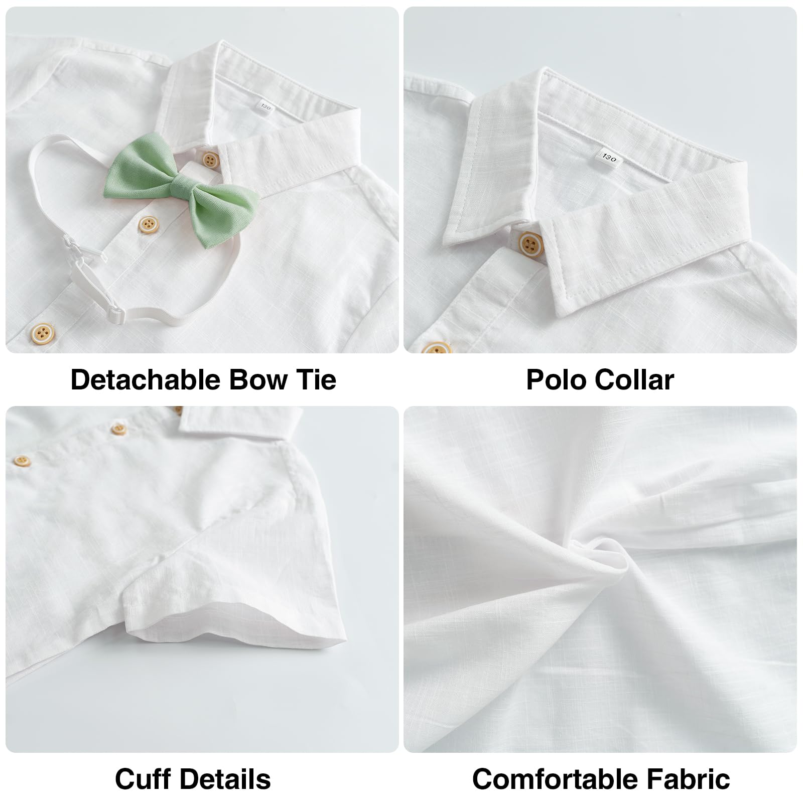 LOLANTA 4 pièces Costume Garcon Mariage Ete, Tenue Enfant Garcon Ceremonie, Vêtement Baptême Anniversaire Garçon Page, Ensemble Costume Short Lin Gile Chemise avec nœud Papillon