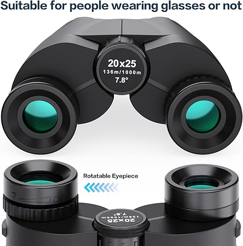 Miniatura 7 de Binoculares para adultos y niños, prismáticos compactos de alta potencia de 20 x 25 con visión de poca luz para observación de aves, ocular grande