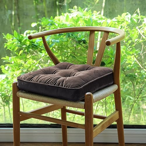 Miniatura 2 de vctops Almohadillas de terciopelo suave con lazos, cómodo cojín de asiento sólido para sillas de comedor, sillas de oficina, suelos de madera dura