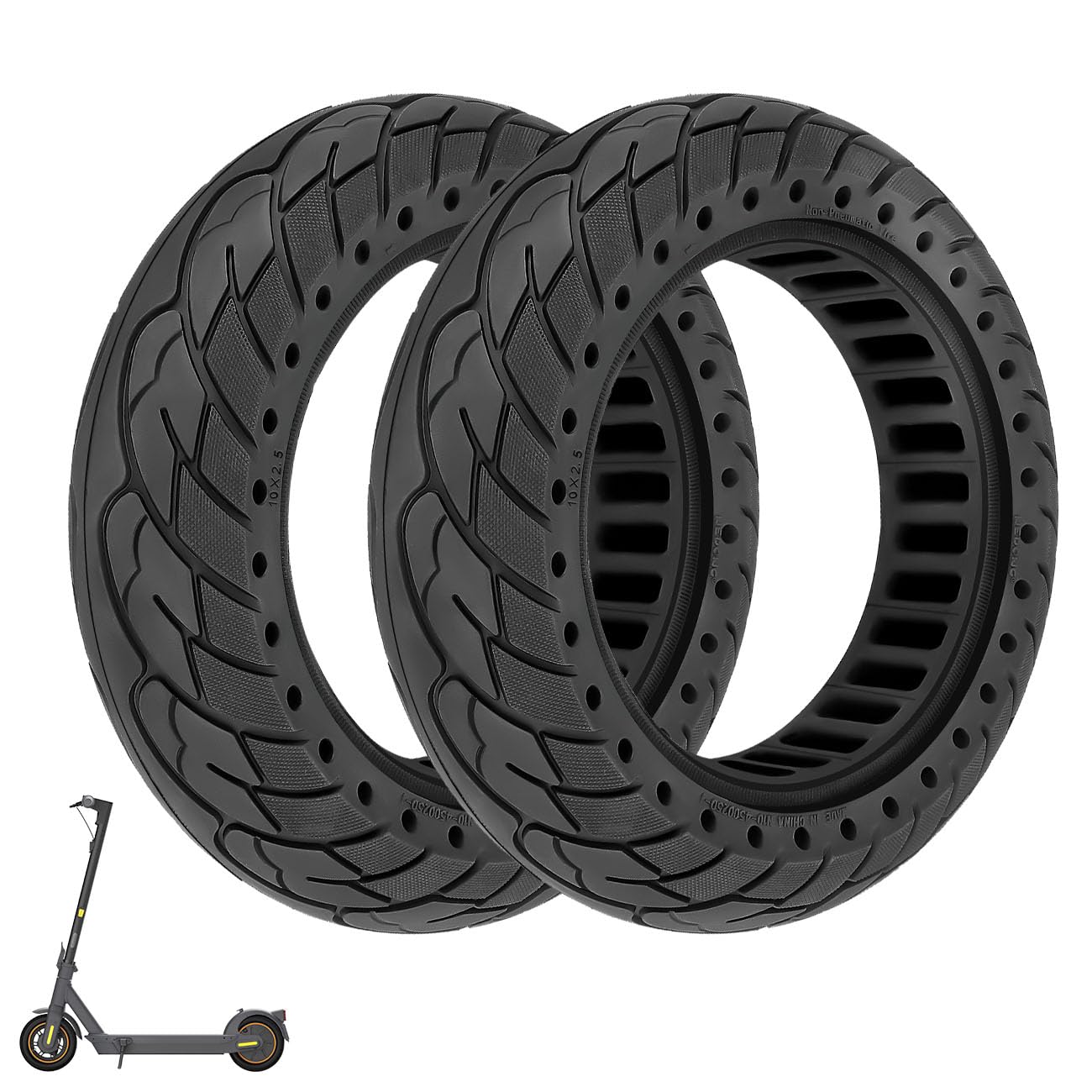 Pneumatico Solido 10 * 2.5 Pneumatici di Ricambio per Ninebot G30 Max 60/70-6.5 Pneumatici Solidi Ruote di Ricambio per Carico Più Pesante per Scooter