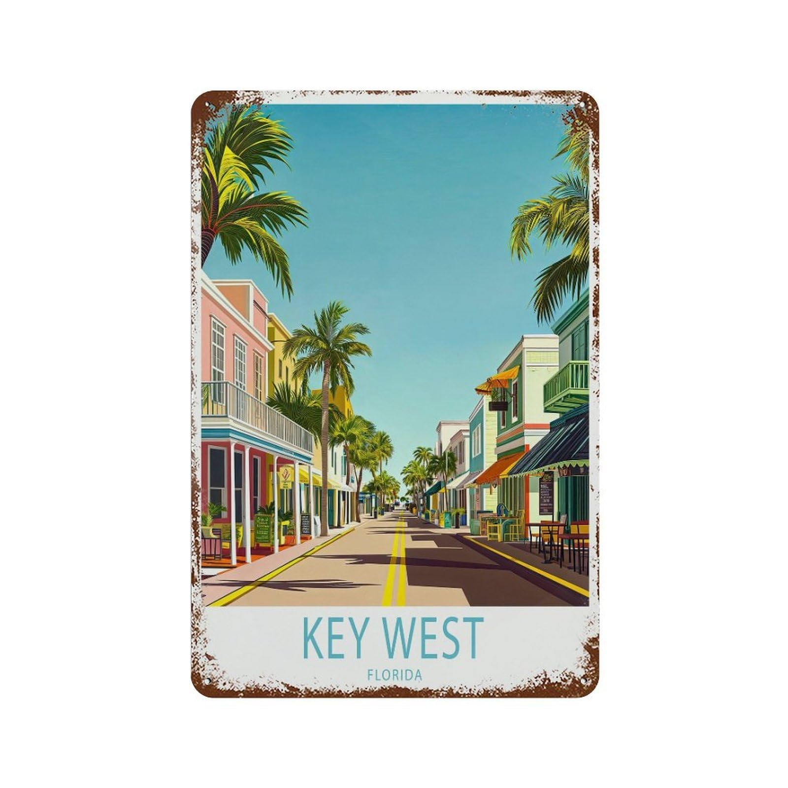 xiaoxiaoshen Key West Florida Travel Personalised Gifts, Birthday Present Wall Decor Art Metal Tin Poster Modern Home Decor Art Home Bar Shop Decorations Vintage Sign 30x20cm