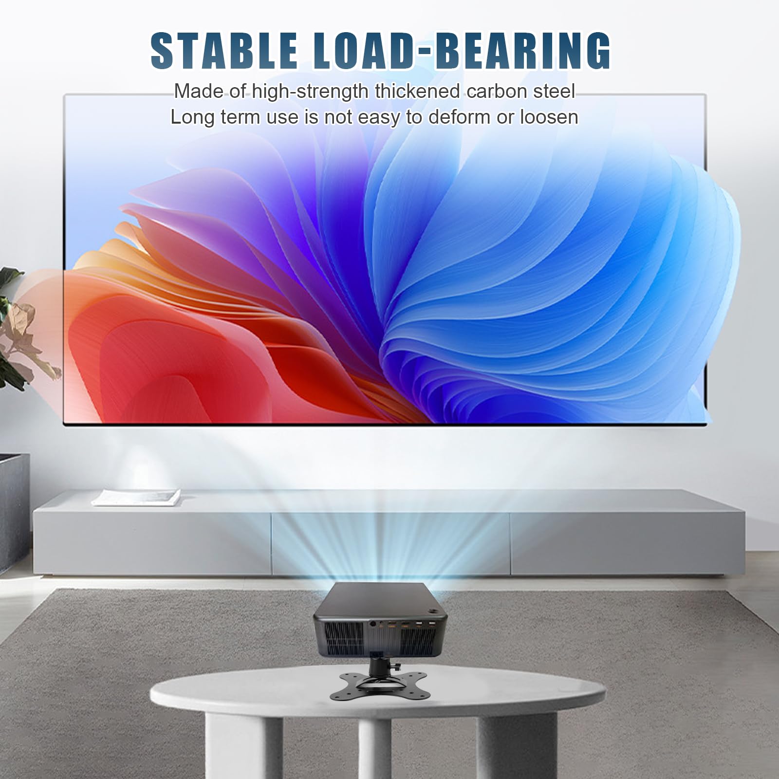 Supporto Proiettore, Supporto Proiettore a Soffitto, Staffa Proiettore Soffitto Regolabile a 360°, Supporti per Videoproiettore Universale Adatto per Home Theater, Sale Da Gioco e Uffici, Metallo, Ner