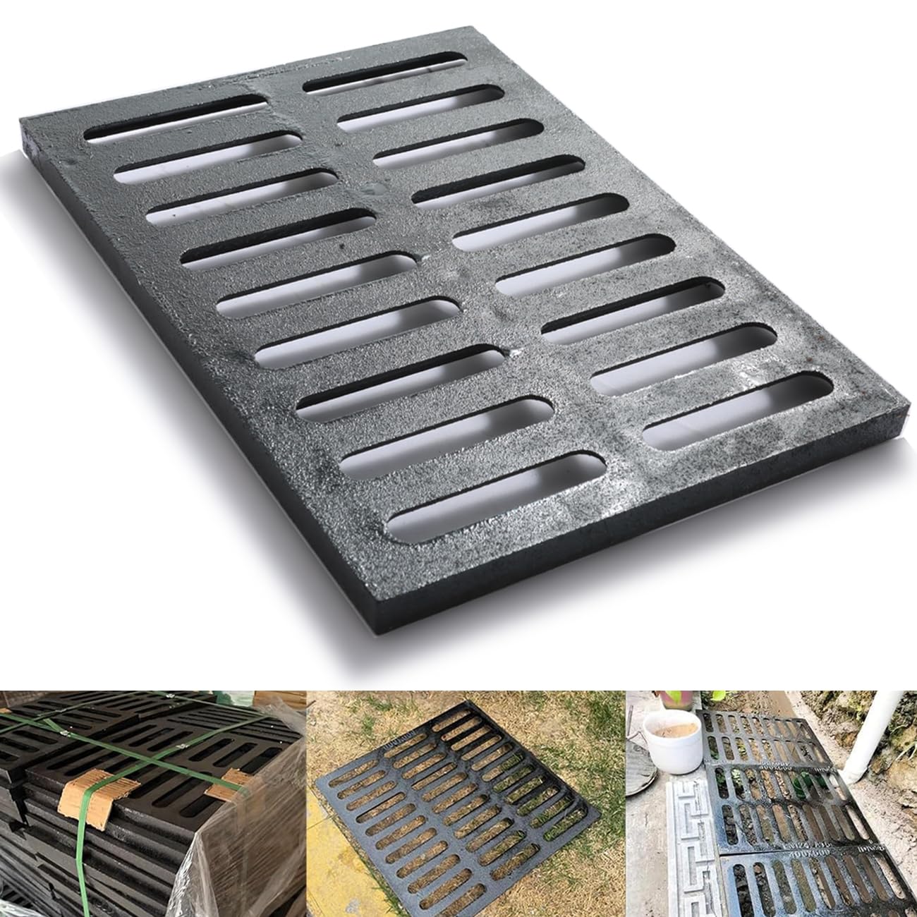 Cast Iron Drain Grate, 17 * 12 in B125 Class Outdoor Drain Cover