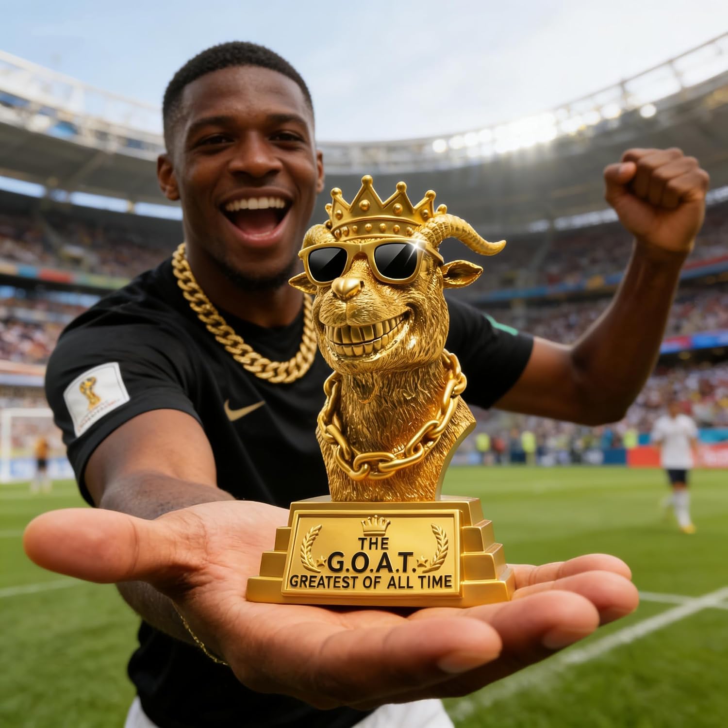 The GOAT Trophy Winner Award - Handmade 6" Gold Greatest of All Time Trophies for Fantasy Football Champion Soccer MVP, Funny Office Recognition,Boss & Coworker Gag Gifts - Resin Man Cave & Desk Decor