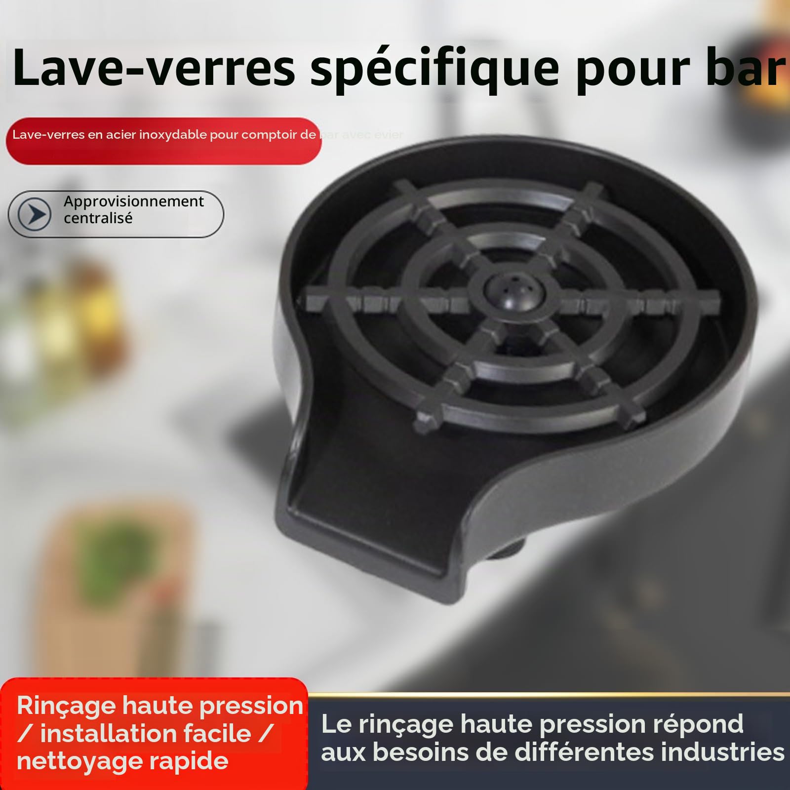 Lave Verre,Lave-tasses automatique, nettoyeur de verrerie à robinet, adapté aux cuisines domestiques, bars, cafés, boutiques de thé à bulles et hôtels. Lave-tasses