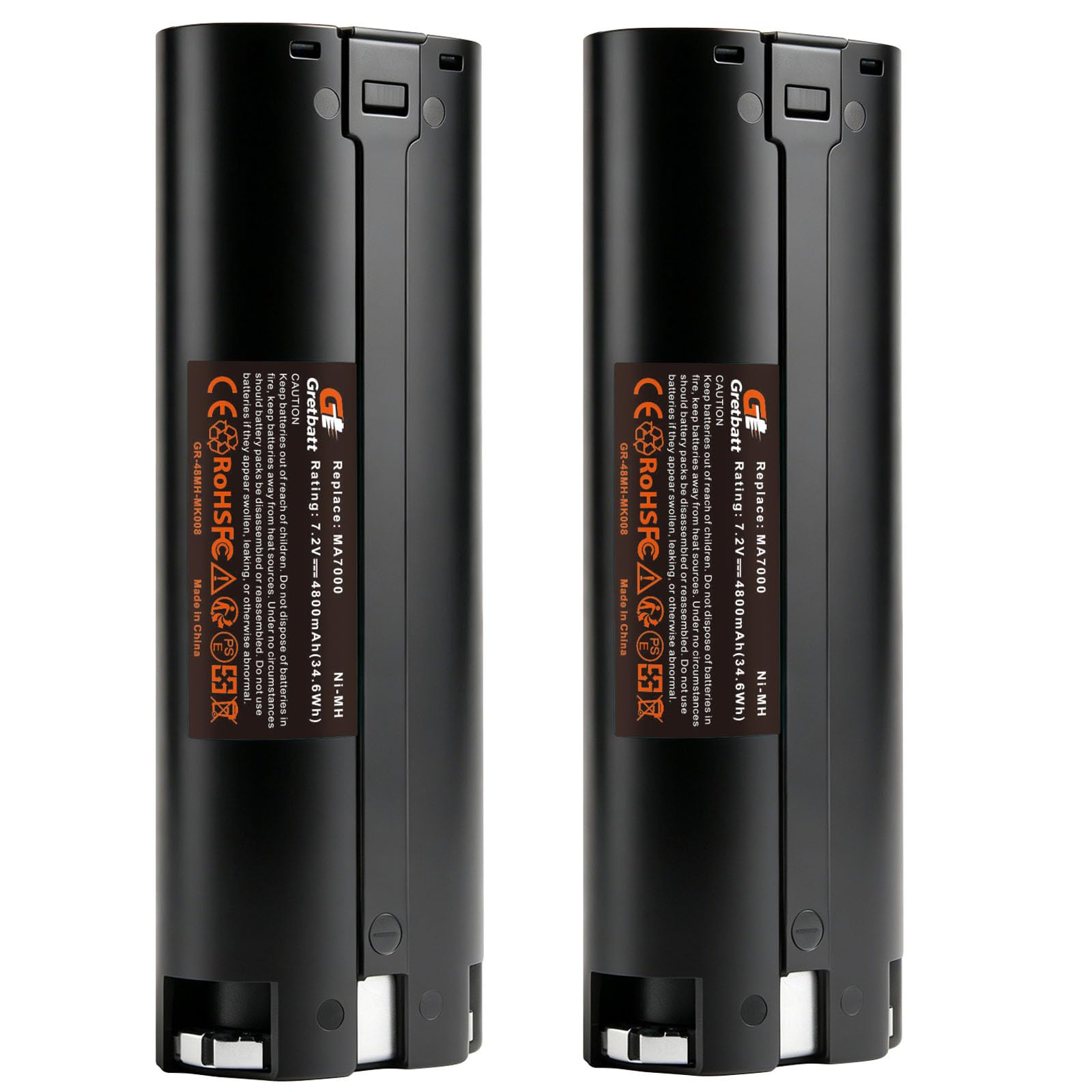 2 pièces 7.2V 4800mAh Ni-MH Batterie Rechargeable pour Makita 7000 7033 7002 6019D 6012D 6018D 6912D 3700D 4071D 6018D 6075D 6172D 191679-9 632002-4 6322002-4 63222002-4 003-2. 192532-2 192695-4