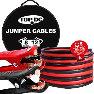 TOPDC 8 Gauge 12FT Heavy Duty Jumper Cables for Car Battery - Booster Cables with Safe Clamps & Carry Bag (TD-P0812)