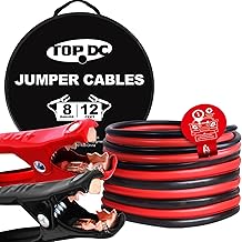 TOPDC 8 Gauge 12 Feet Jumper Cables for Car Battery, Heavy Duty Automotive Booster Cables for Jump Starting Dead or Weak Batteries with Carry Bag,(TD-P0812)