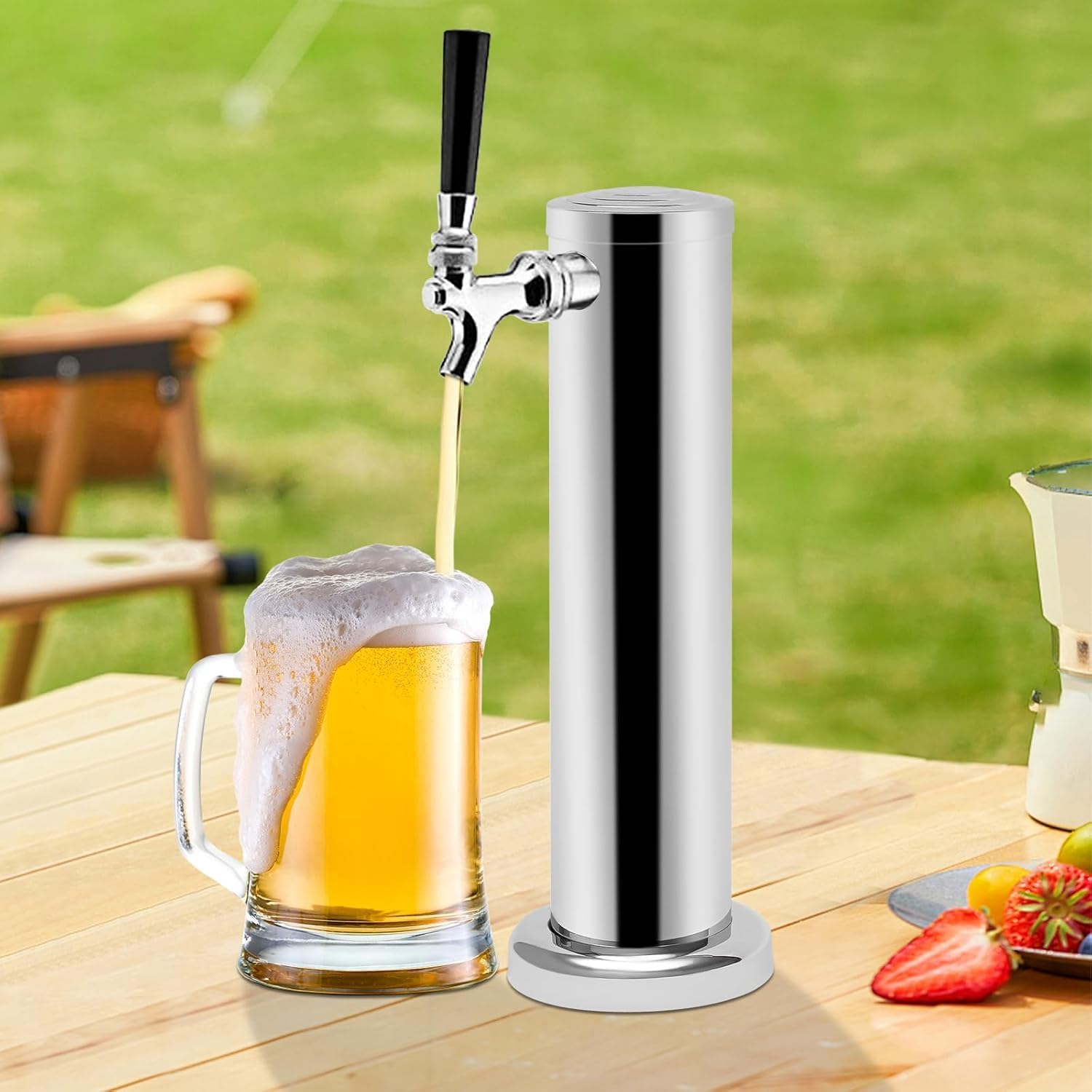 Edelstahl Bierdispenser mit Zapfhahn, Bierzapfanlage Komplettset für Heimbar, professionelle Zapfanlage mit Automatik-Absperrung, Ideal für Gartenparty, Hausgebrauch, Gastronomie