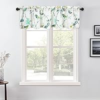 Vista 132 de VOGOL Cenefas con patrón de pájaros para ventanas de cocina, cenefa texturizada de lino con estampado floral y pájaros para ventanas pequeñas