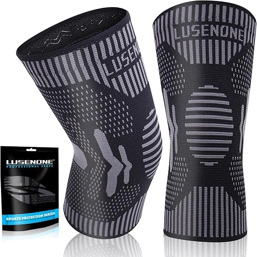 Lusenone (Pack of 2) Orthopedic Knee Brace, Knee Tutor for Meniscus, Osteoarthritis, Ligaments, Knee Sports Band, Gym, Knee Support for Men/Women, Knee Support