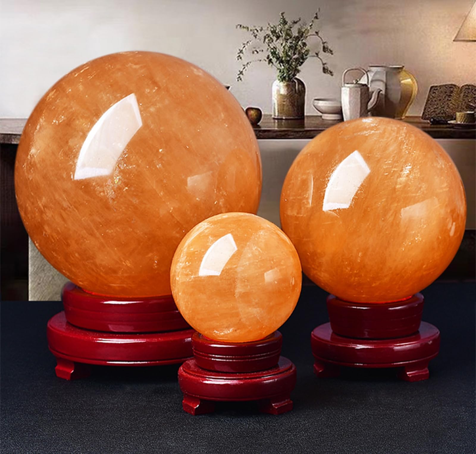 Sfera di Cristallo di citrino Naturale + Supporto - Scultura di Cristallo con Sfera di Pietra preziosa - Cristallo Feng Shui per ricchezza e Successo,7.87in