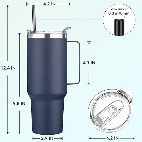 Miniatura 3 de HASLE OUTFITTERS Vaso de acero inoxidable de 40 onzas con asa, vasos aislados al vacío a granel, reutilizable, de doble pared, taza de café de
