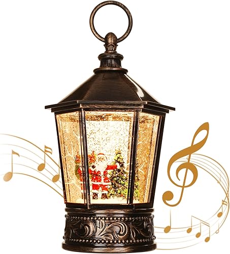 Miniatura 7 de Linterna de Navidad con globo de nieve, USB y música, linterna con bola de nieve, portátil, decoración de interiores y regalos encantadores (muñeco
