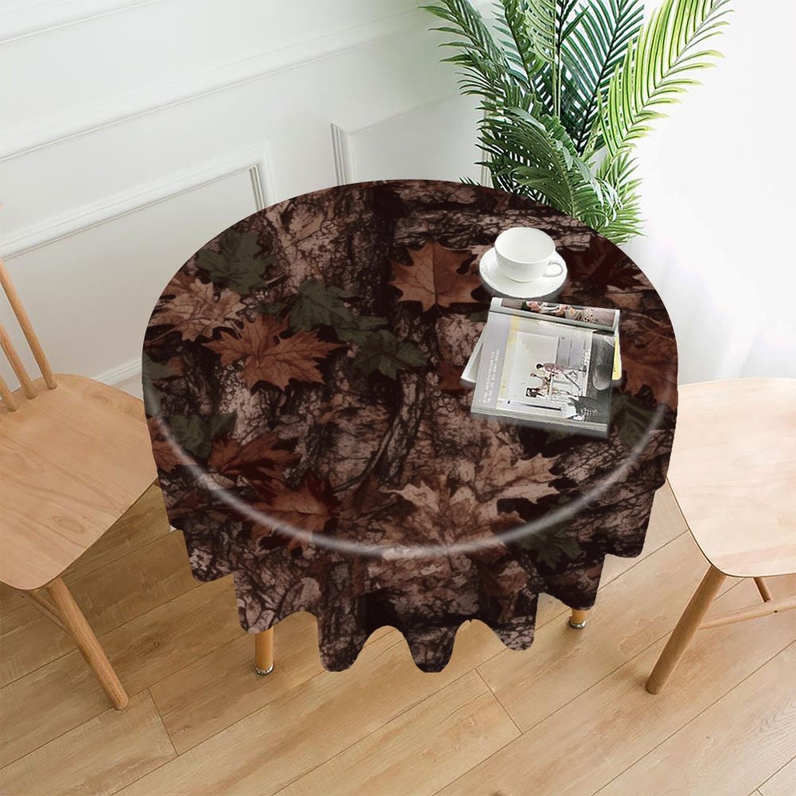 Outfitter Tuff Camo Tablecloth Exquisite Wrinkle-Free Straight-Edge Round Table Cloth Anti-Fading Premium Polyester Tablecloth Waterproof Folding Table Cloths for Tables Decor