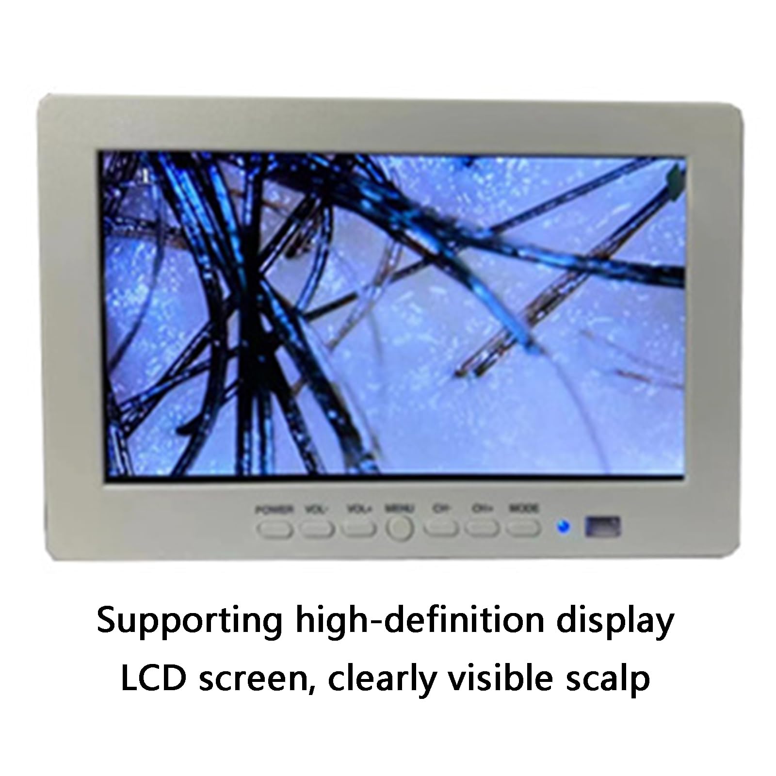 Microscopio digital analizador de cabello para detección de cuero cabelludo y folículos pilosos, pantalla LCD, incluye 7 asas, ideal para diagnóstico de piel facial de salón y spa