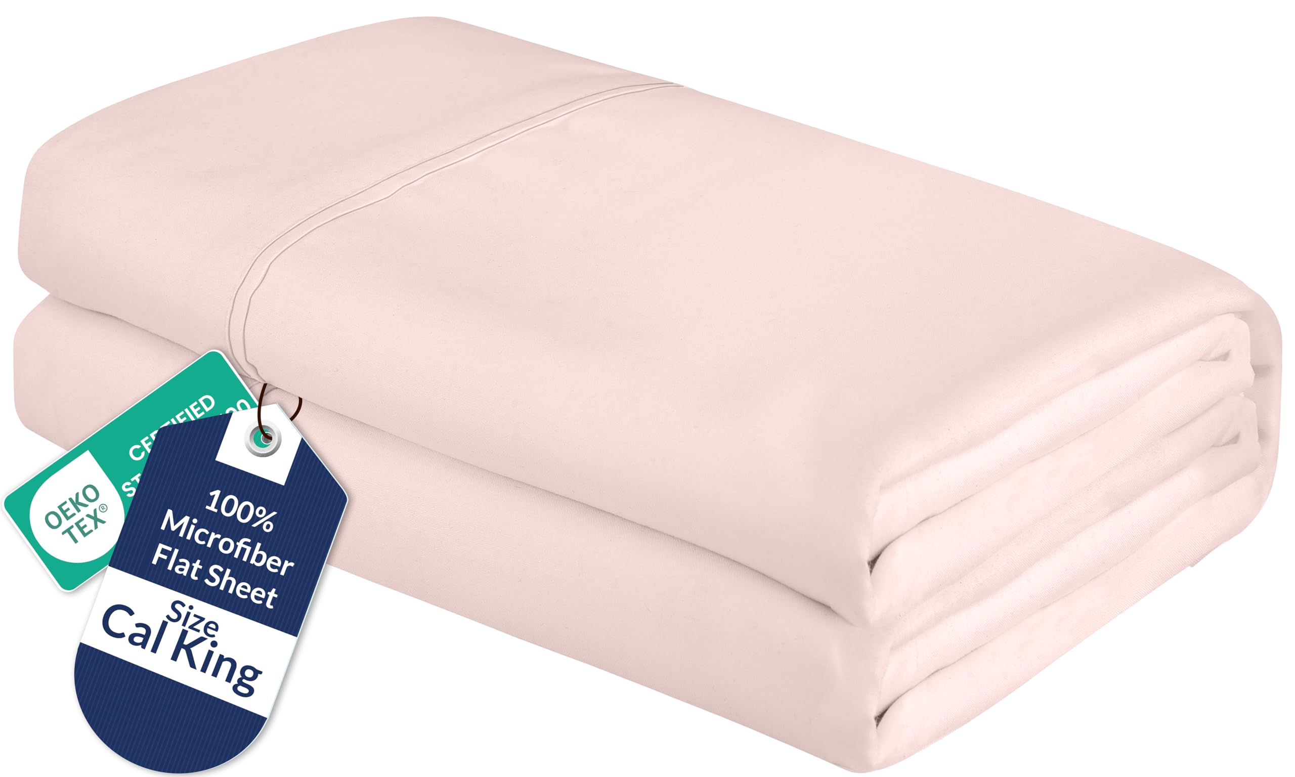 Royale Linens California King Flat Sheet - Ultra Soft Brushed 1800 Microfiber Flat Sheets Only - Wrinkle Free &amp; Stain Resistant - Hotel Quality Top Sheet for Bed (King Cal, Pink)