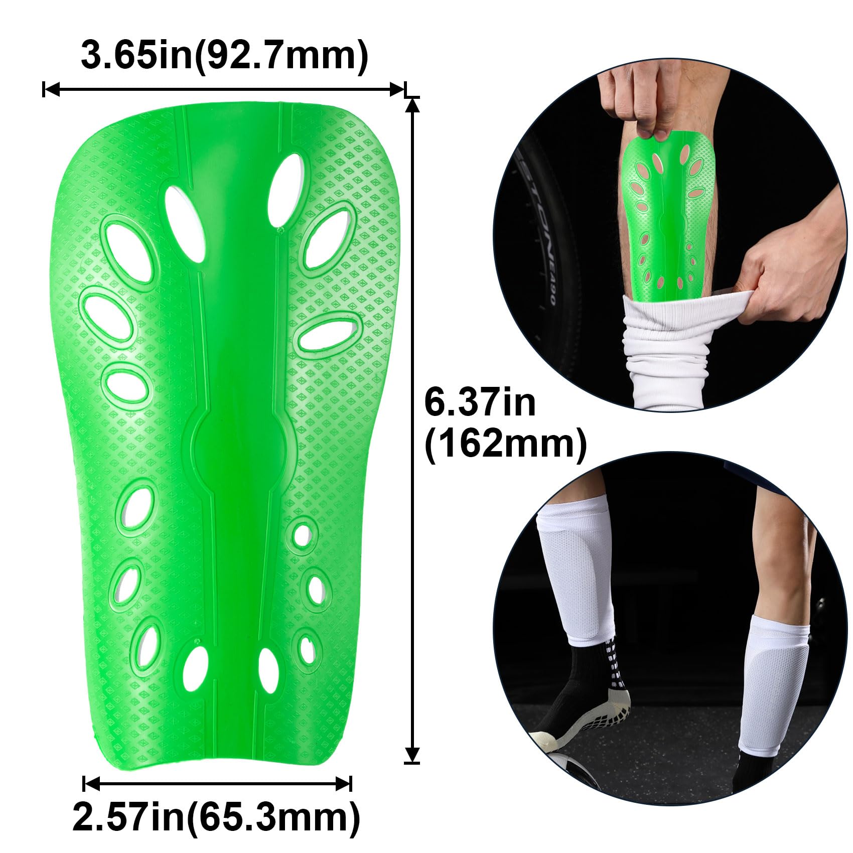 HINZIC Soccer Shin Guards, Breathable Shin Guard Sleeves for Men & Women, EVA Cushion Calf Protective Gear for Football Games- Green