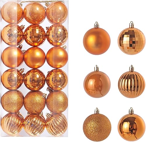 Miniatura 6 de 36 bolas de Navidad de 1.18 pulgadas para árbol de Navidad, adornos de bolas de Navidad de plástico, mini juego de bolas colgantes para árbol de