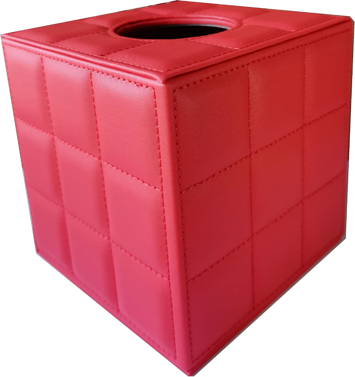 S Forever Cube Tissue Box Holders PU Leather Square Roll Tissue Box Cover (Black and White Checkerboard,5.32" L x 5.32" W x 5.51" H)