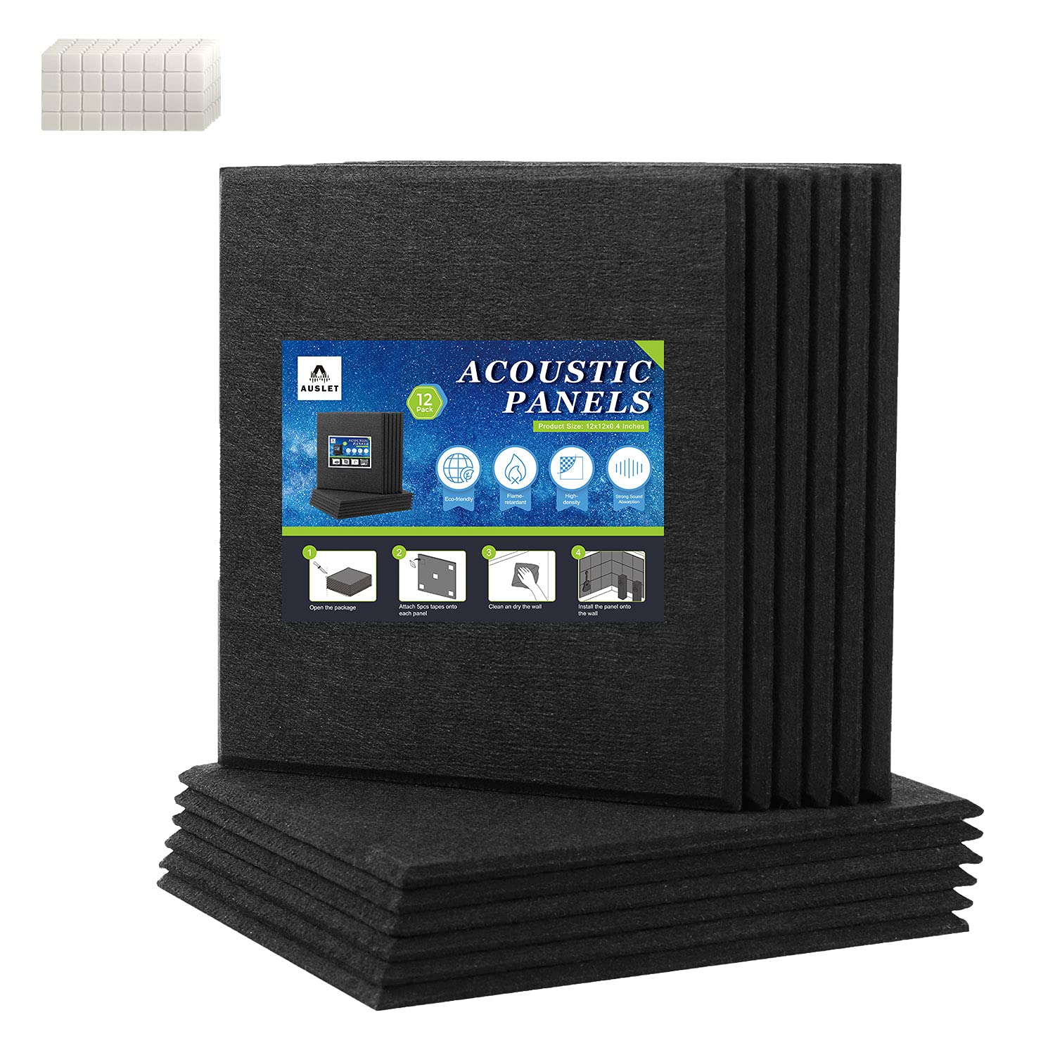Buy 12 Pack Acoustic Panels, 12 x 12 x 0.4 Inches Sound Panel with