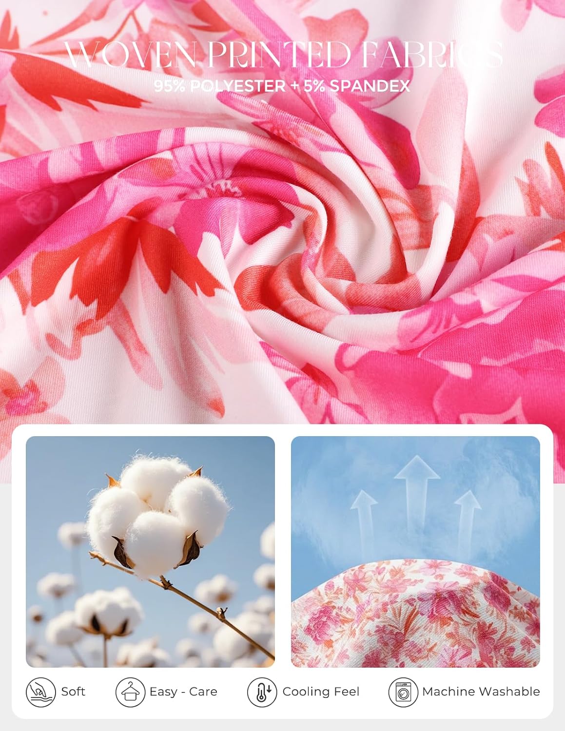 GRACE KARIN Women's Summer Casual Dress,Floral Sleeveless Midi Dress,Beach Vacation Dresses - Image 5