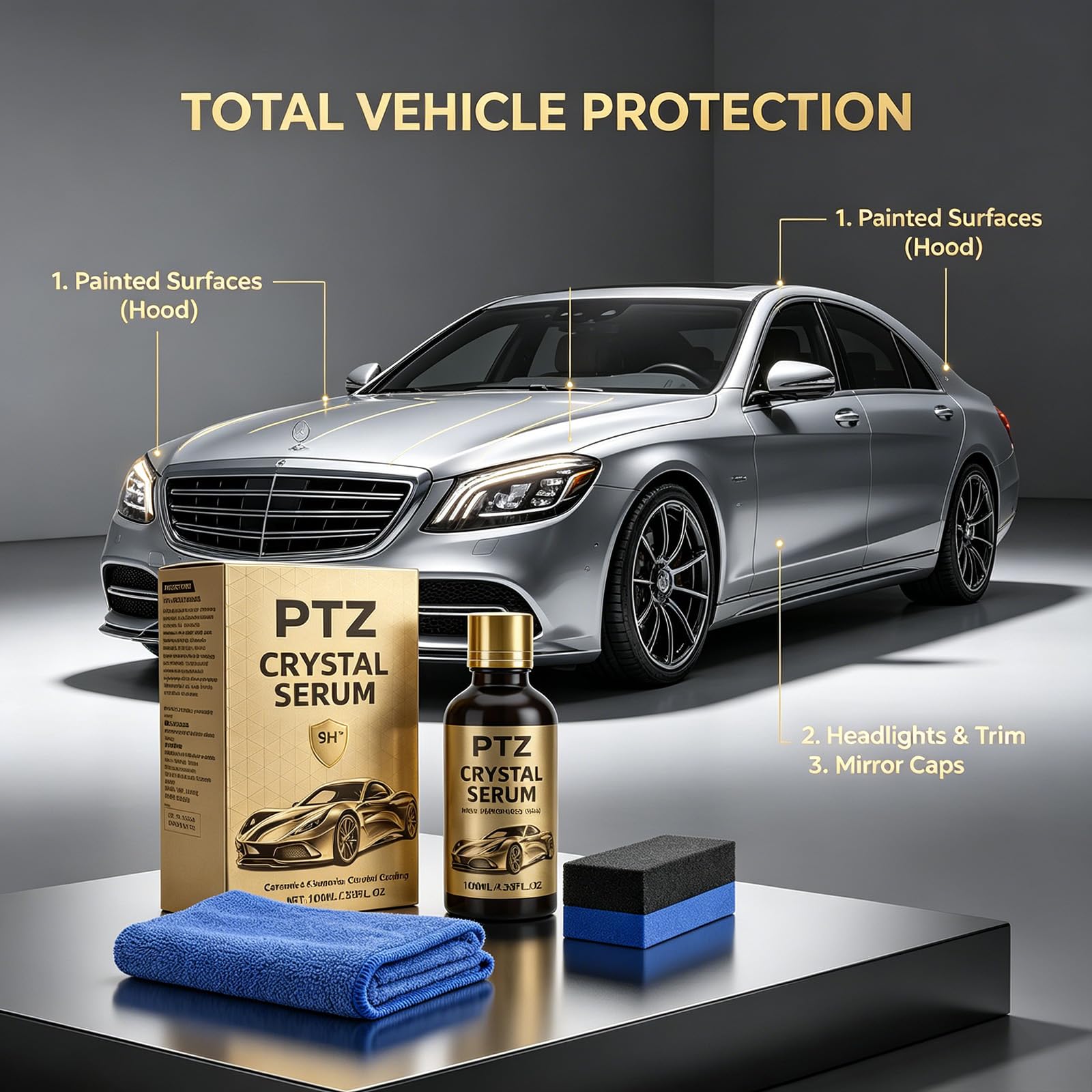 2Pack PTZ Crystal Serum for Cars – Advanced Graphene Ceramic Coating for Cars(100ML), 9H Graphene Coating for Auto Car Detailing, Gloss Hydrophobicty Anti Scratch (1*PC) - 2