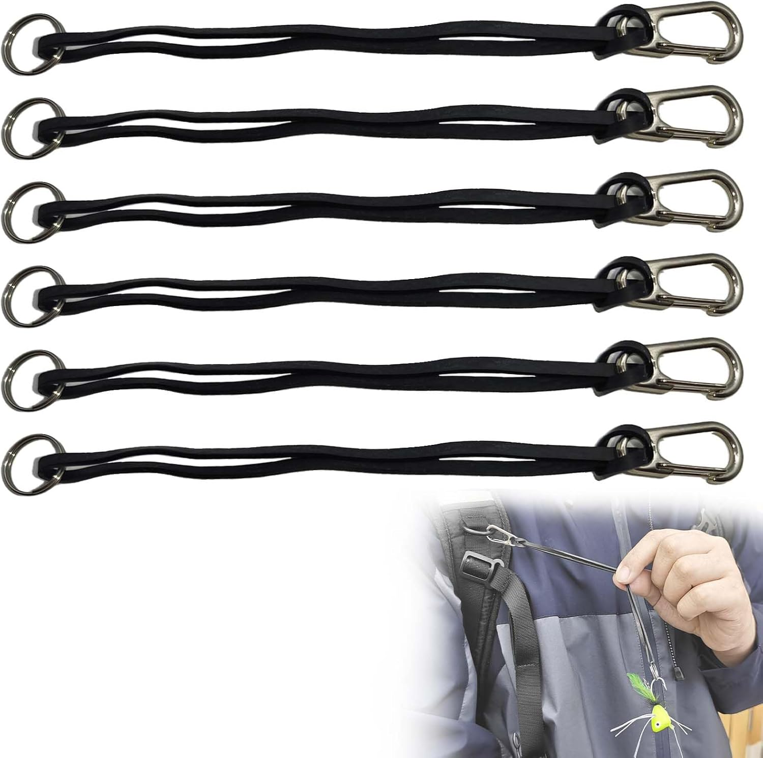 6 Pack Fly Dryer Tools,Rubber Band Drying Tools Attachable to Backpack,Fly Fishing Accessories for Fishermen