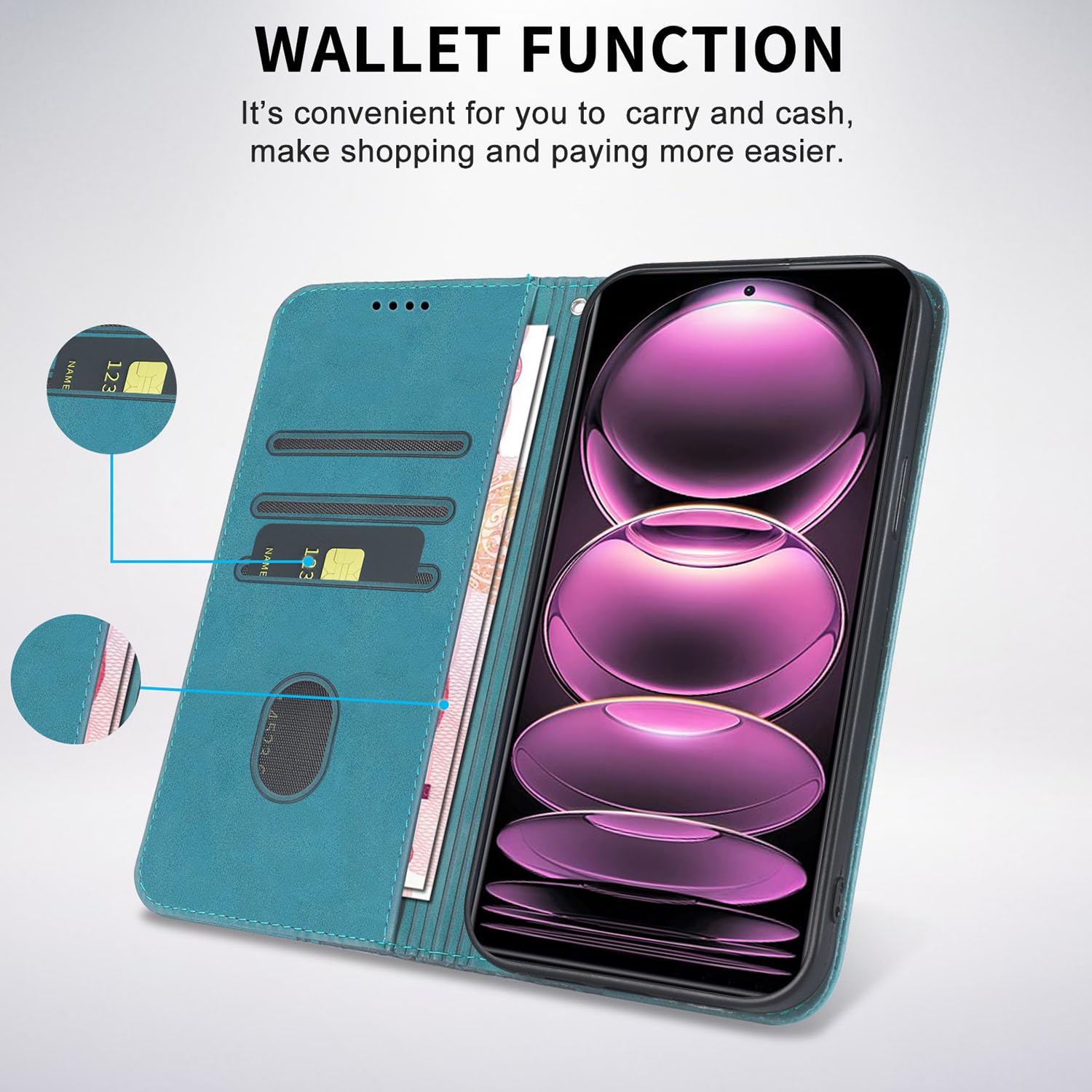 Custodia Portafoglio Xiaomi Redmi Note 12 Pro: Pelle PU Con Slot Carte E Supporto - 5