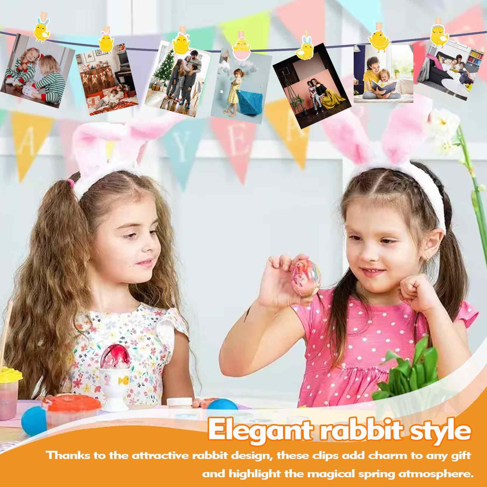 Pinzas de Madera para Pascua, Conjunto de Adornos Multifunción con Diseño de Conejos Miniatura