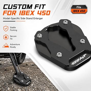 Enlarged Kickstand Extension Plate Sidestand Pad Compatible with CFMOTO Ibex 450 2025,Aluminum Alloy,CNC-machined,Anodization,Black,CFMOTO Ibex 450 Accessories,CFMOTO 450MT Accessories