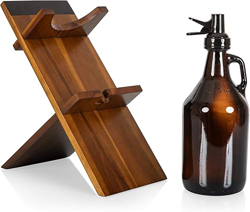 Miniatura 6 de LEGACY - Soporte de marca Picnic Time con accesorios de cerveza de vidrio de 64 onzas, tamaño único, madera de acacia