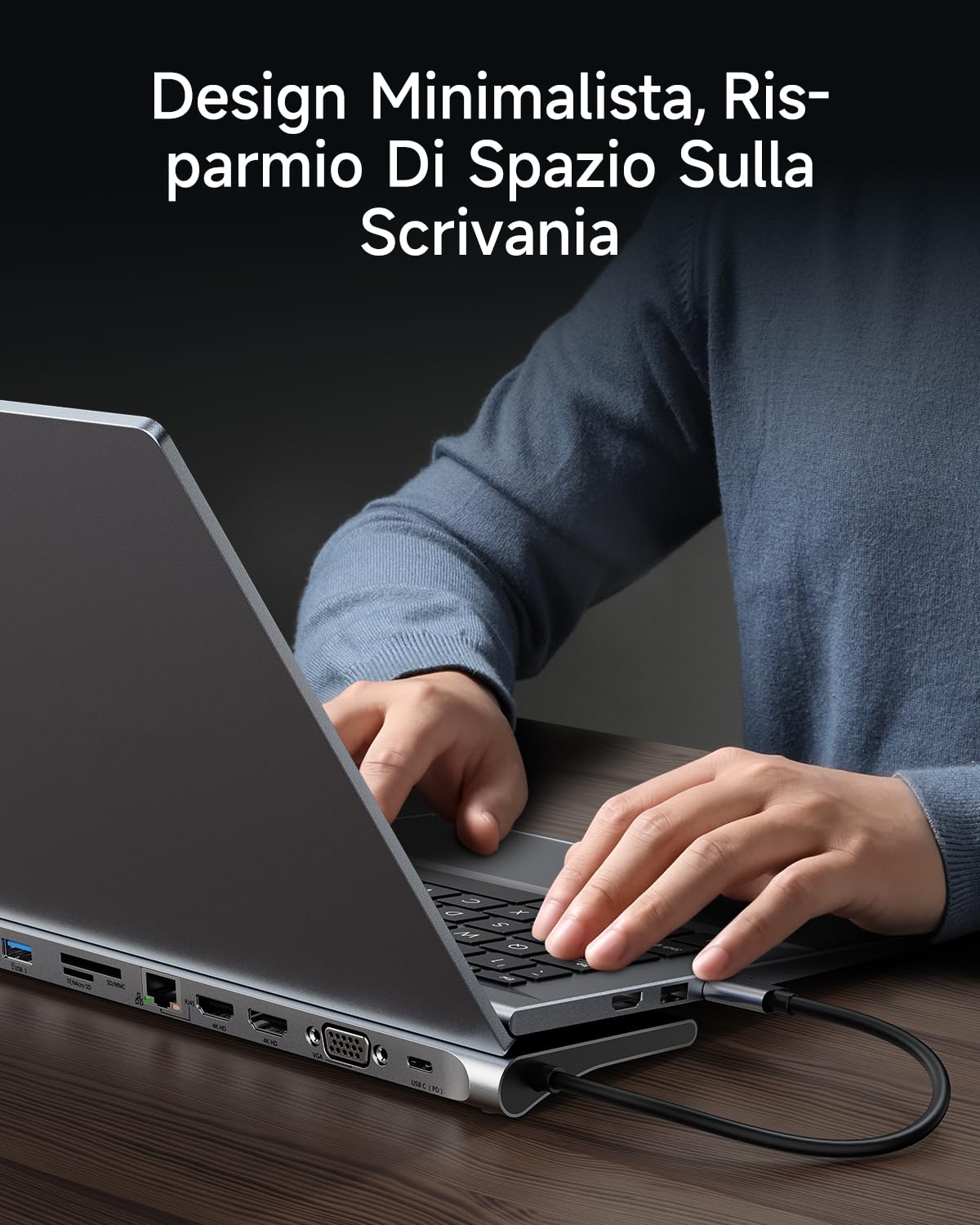 Baseus Docking Station 11 in 1 USB C, Hub USB C con triplo display con 2x HDMI 4K, 3x USB 3.0, Alimentatore di tipo C, VGA, Lettore di schede SD/TF, Ethernet, Audio da 3,5 mm, per MacBook Pro/Air