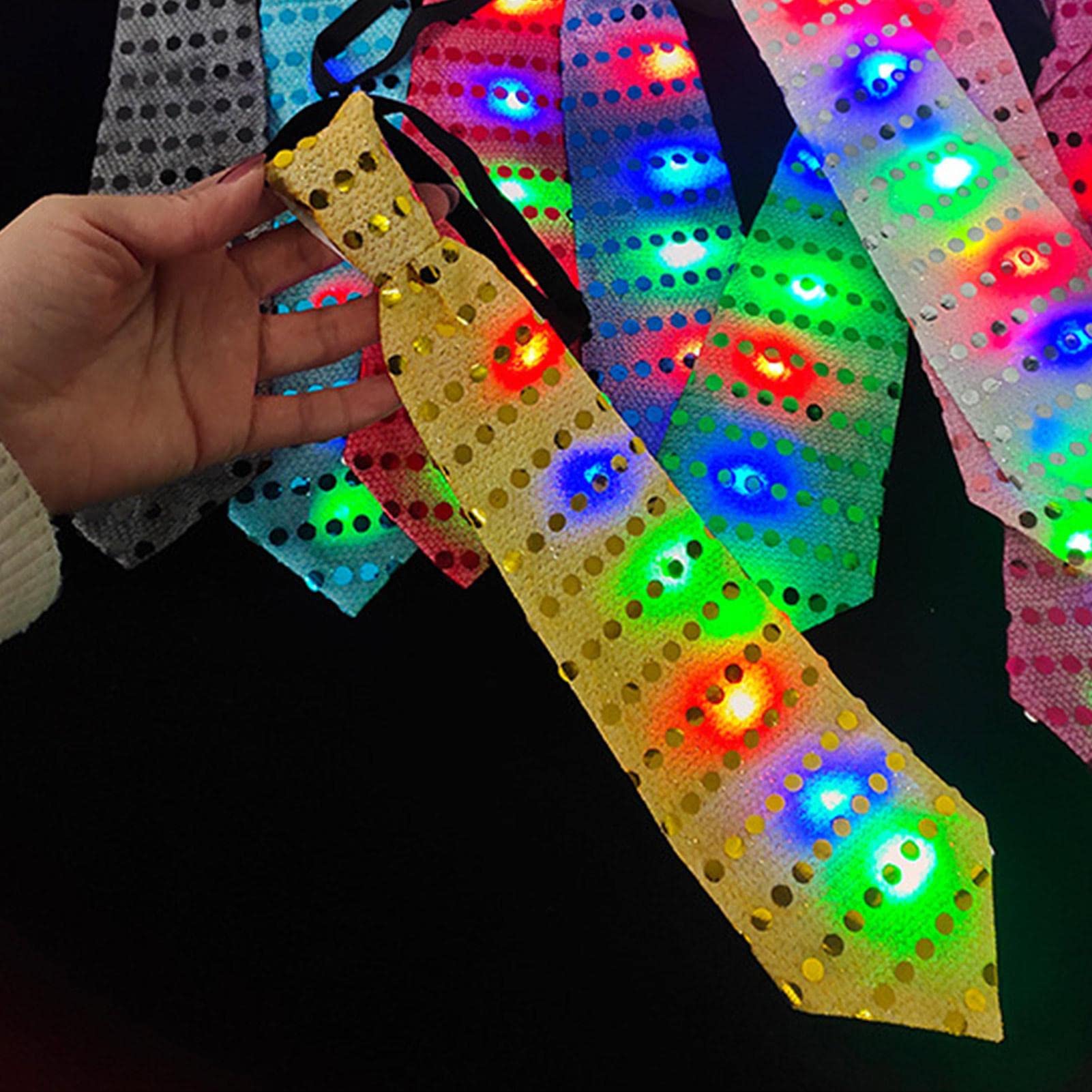 Lot De 5 Cravates Lumineuses LED Pour Le Cou - Décoration De Fête Pour Mariage, Festival, Nouvel An | Fonctionne Avec Piles - 4