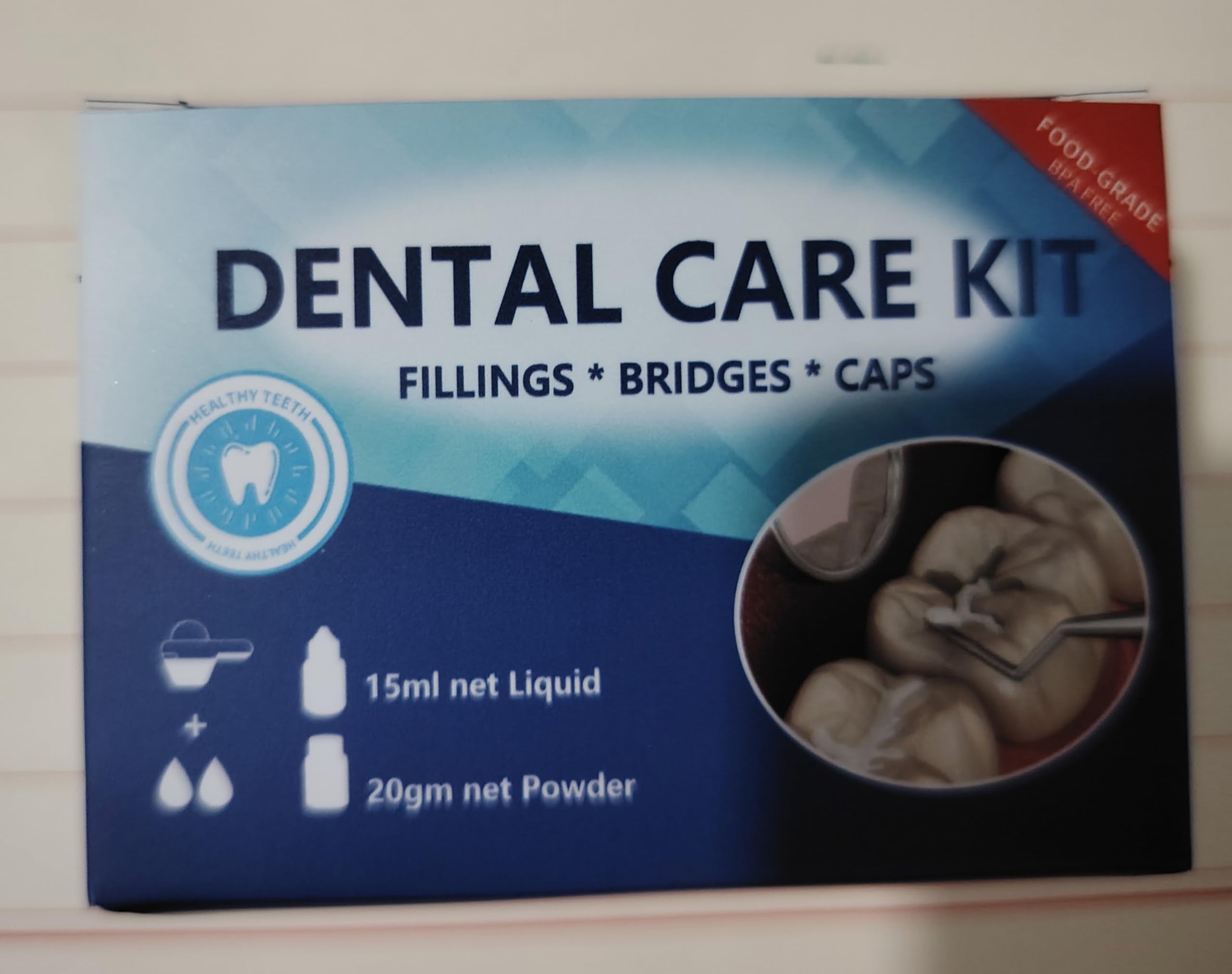 Photo 1 of Dental Cement Kit Zinc Oxide Eugenol Tooth Repair Kit, Instant Tooth Repair, Cap, Crown & Bridge Filling, DIY, Self Curing, Sturdy & High Strength, Emergency Dental Care 1 Box 15Pcs