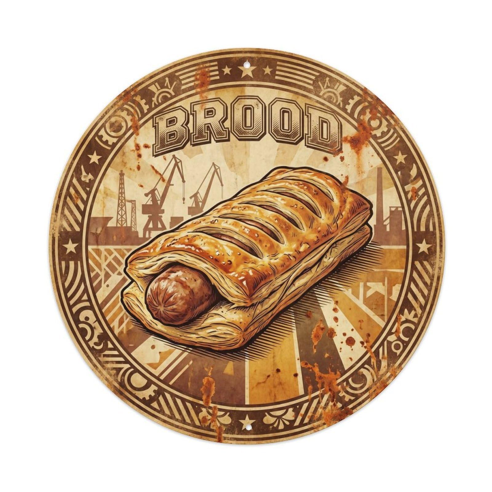 European Bread Loaf Breakfast Bakery Roadside Diner Metal Tin Sign