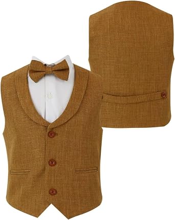 SIRRI Baby Boys Single-Breasted Waistcoat Self Patterned 2 Piece Set Formal Wedding Birthday