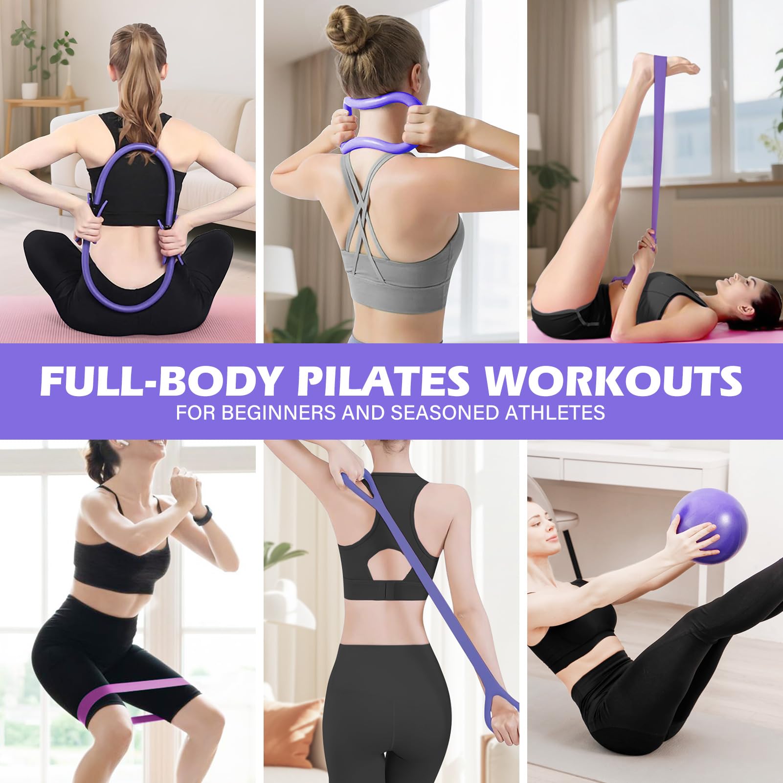 13 Pezzi Pilates Essential Kit: Attrezzatura Pilates Completo Esercizi Glutei Casa - Set Allenamento Casa Palestra per Donne