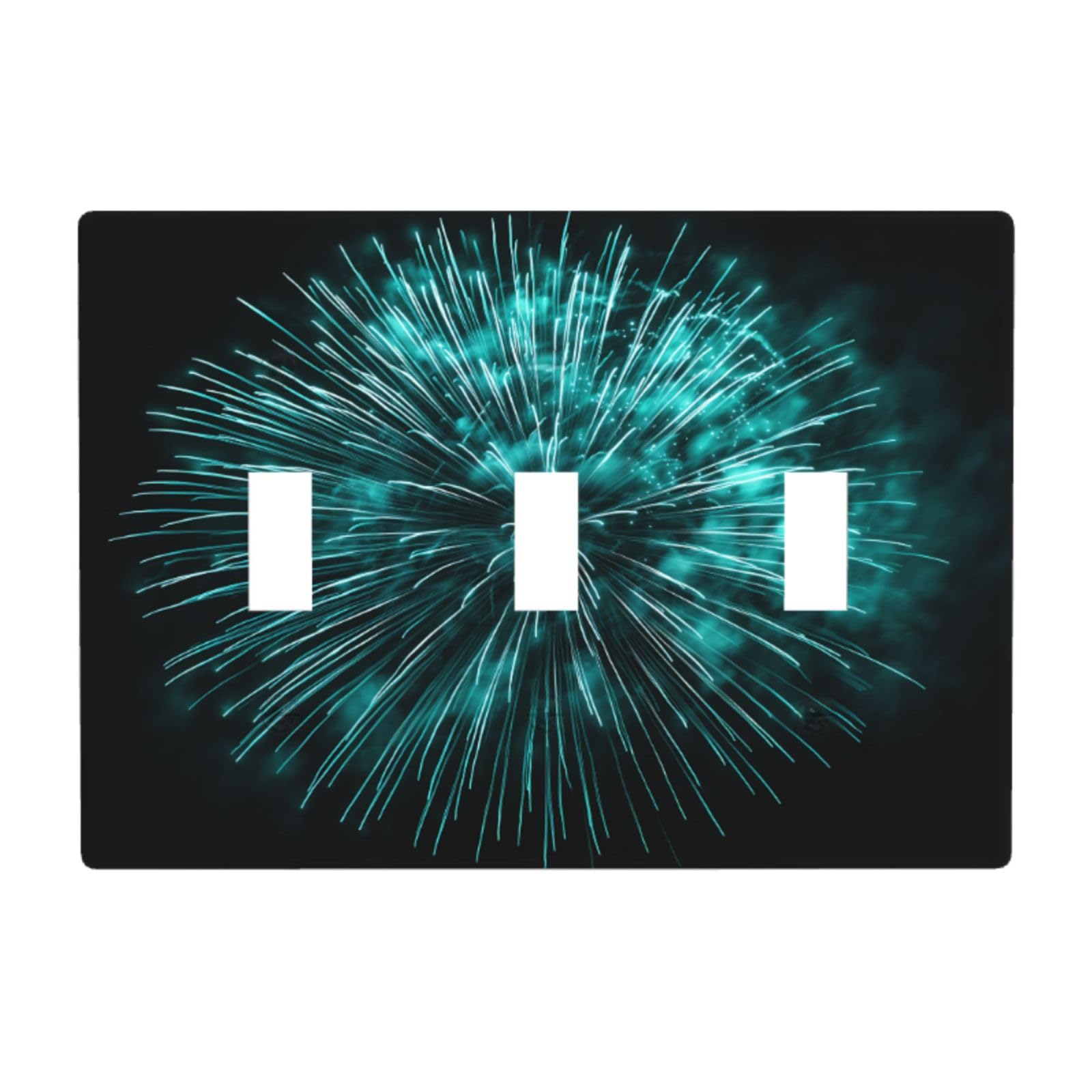 Fireworks Burst in ICY Blue and Teal Colors Light Switch Covers 3 Gang Triple Toggle Wall Plate Switchplate Electrical Faceplate for Bathroom Kitchen Bedroom Decor