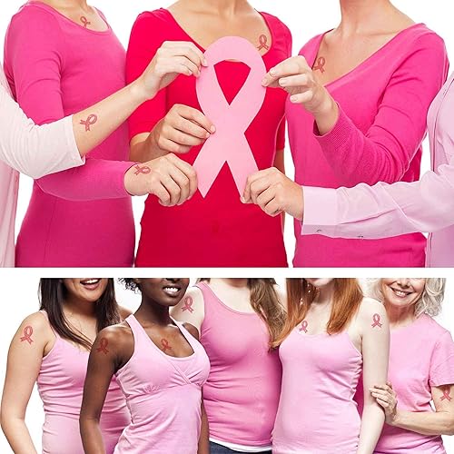Miniatura 4 de 50 piezas de accesorios de concientización sobre el cáncer de mama, calcomanías de tatuaje con purpurina para la cara, calcomanías faciales