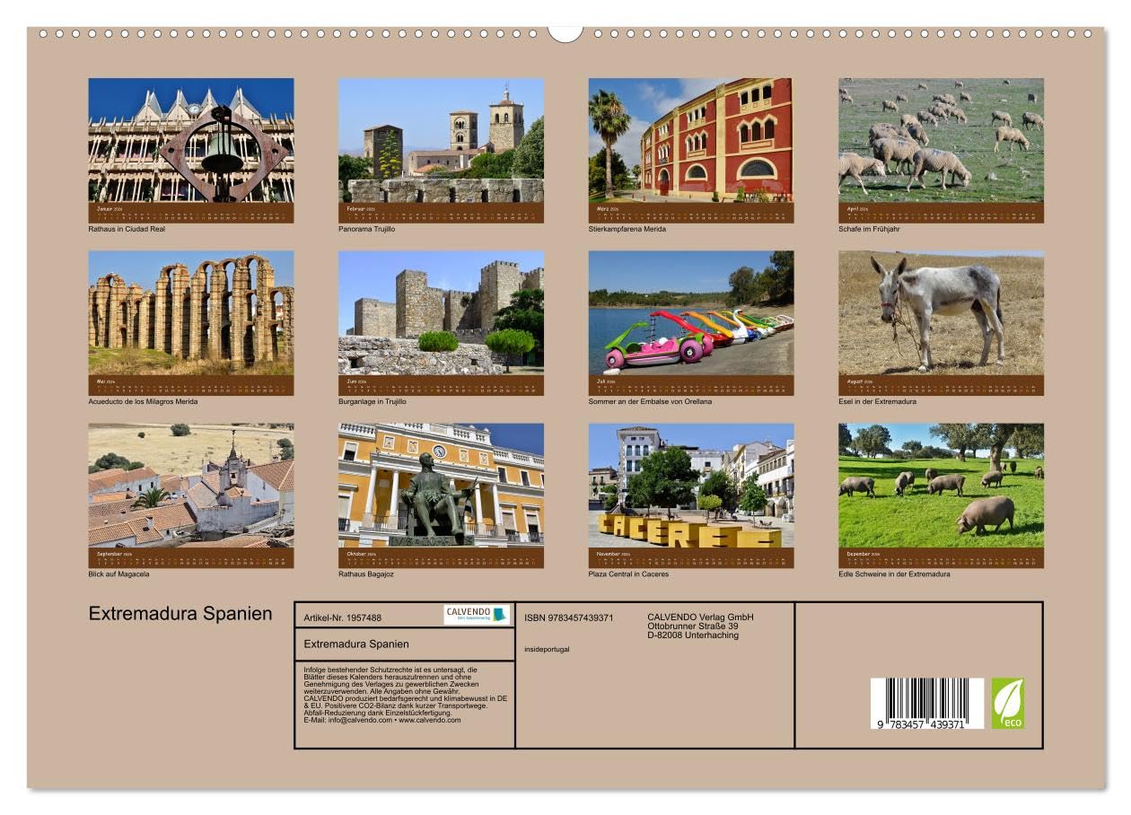Extremadura Spanien (hochwertiger Premium Wandkalender 2026 DIN A2 quer), Kunstdruck in Hochglanz: Bilder aus einer einzigartigen Region in Spanien (CALVENDO Orte)