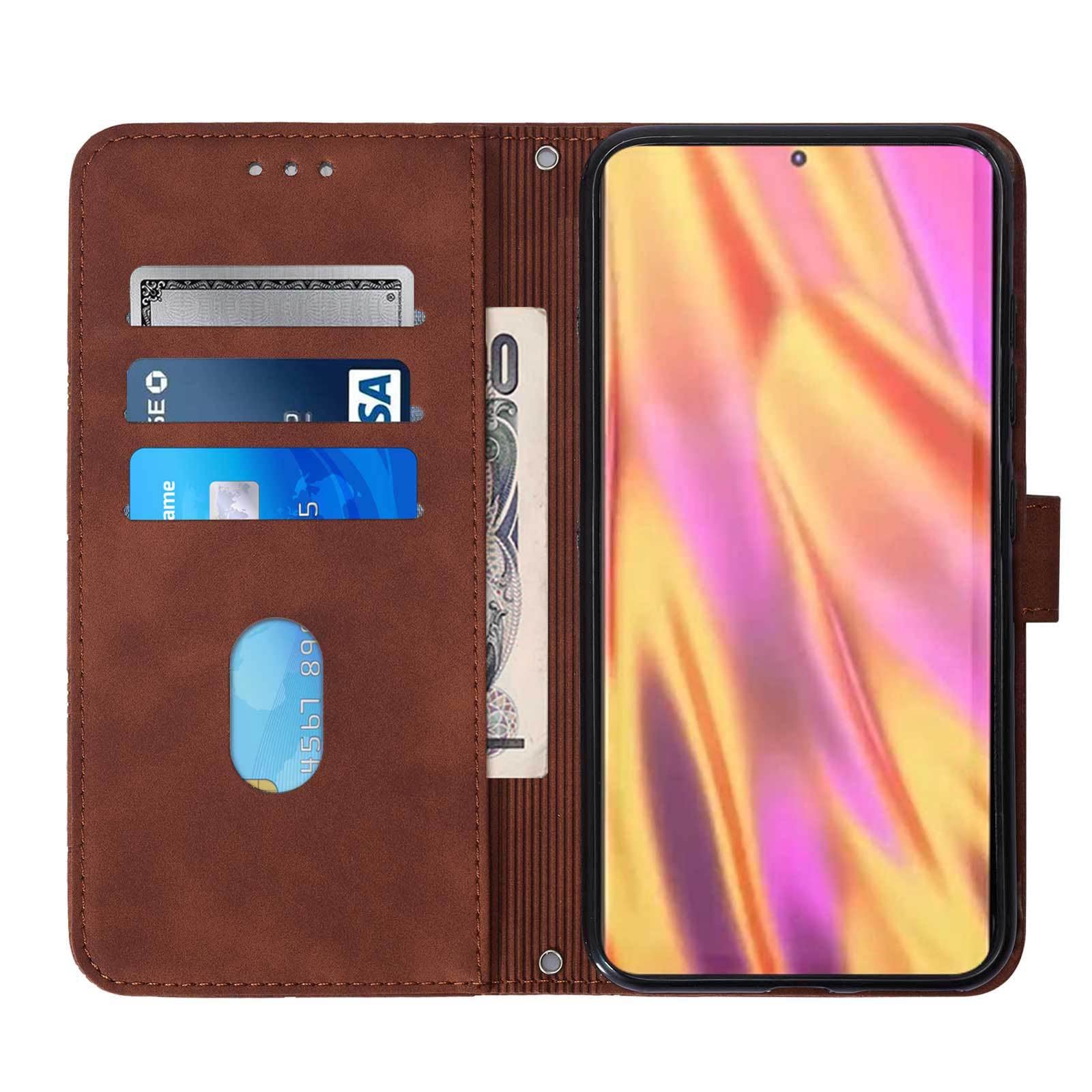 Funda para Samsung Galaxy S22/S22+/S22 Ultra, Ajustable Correa para El Cuello Carcasa con Ranura Tarjeta Y Soporte Función Magnético Funda,Marrón,S22 Ultra 6.8"