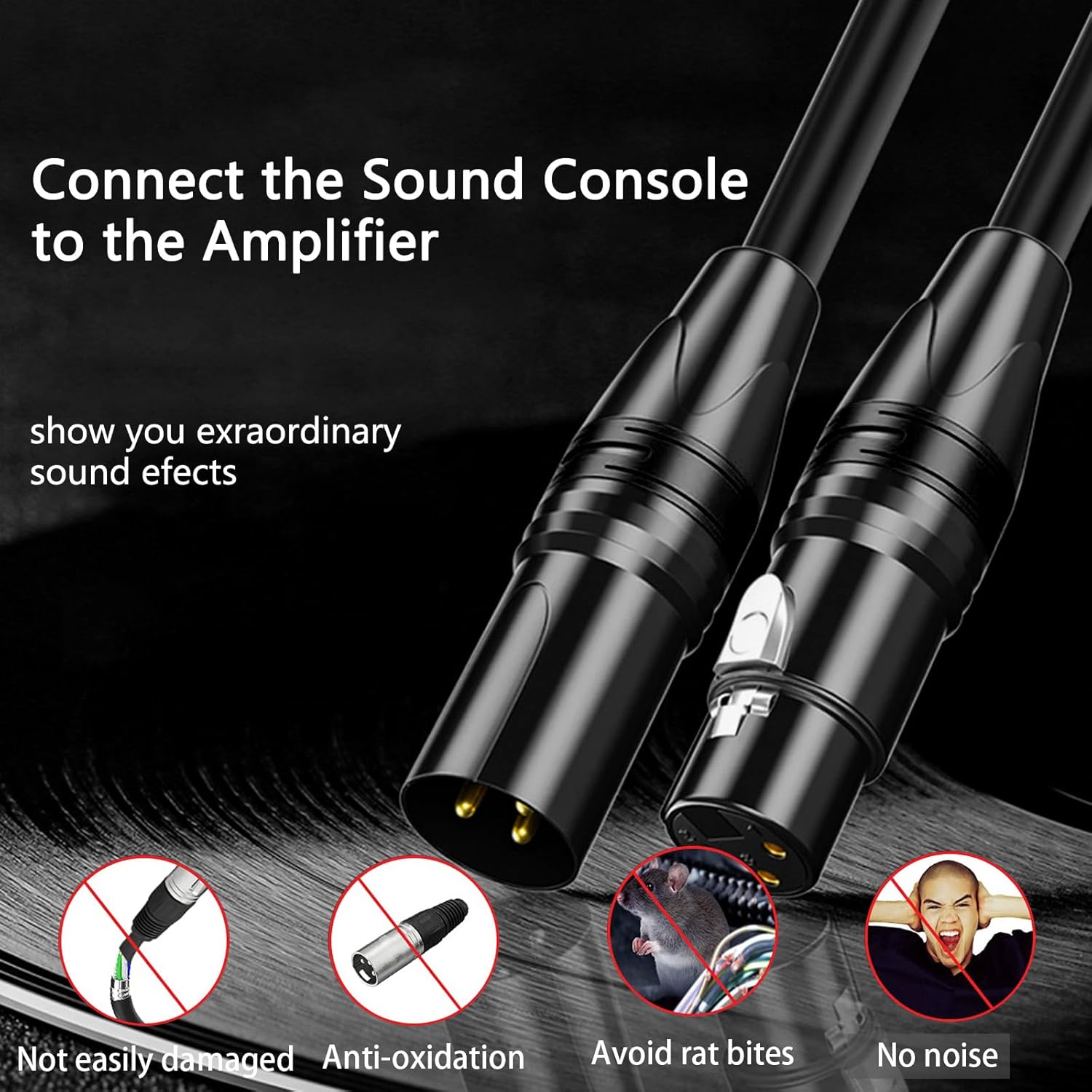 XLR Cables 25ft 6 Pack, Professional XLR Microphone Cable Male to Female, Gold-Plated 3-pin X LR Speaker Cables Balanced Mic Cord, Multicolor