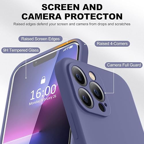 Miniatura 266 de BossKiss Funda compatible con iPhone 14 Pro, silicona mejorada [protección de cámara] [2 protectores de pantalla 9H], forro interior de microfibra