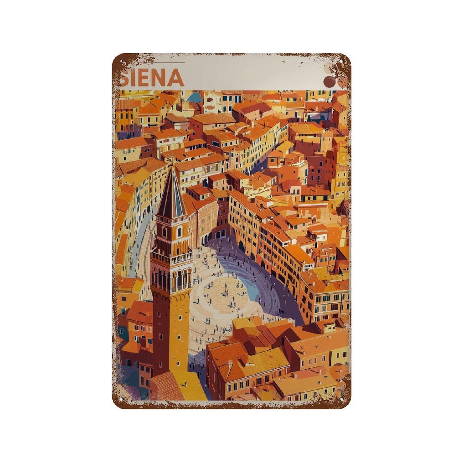 xiaoxiaoshen Siena Italy Travel Tuscany Wall Decor Art Metal Tin Poster Modern Home Decor Art Home Bar Shop Decorations Vintage Sign 30x20cm