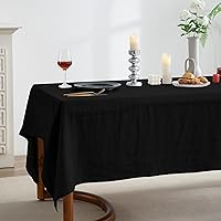 Vista 3 de EVERLY 100% Pure Linen Rectangle Tablecloths 60x84Inches for Dining,Buffet Parties,Picnic,Events,Weddings and Restaurants,Decorative Black
